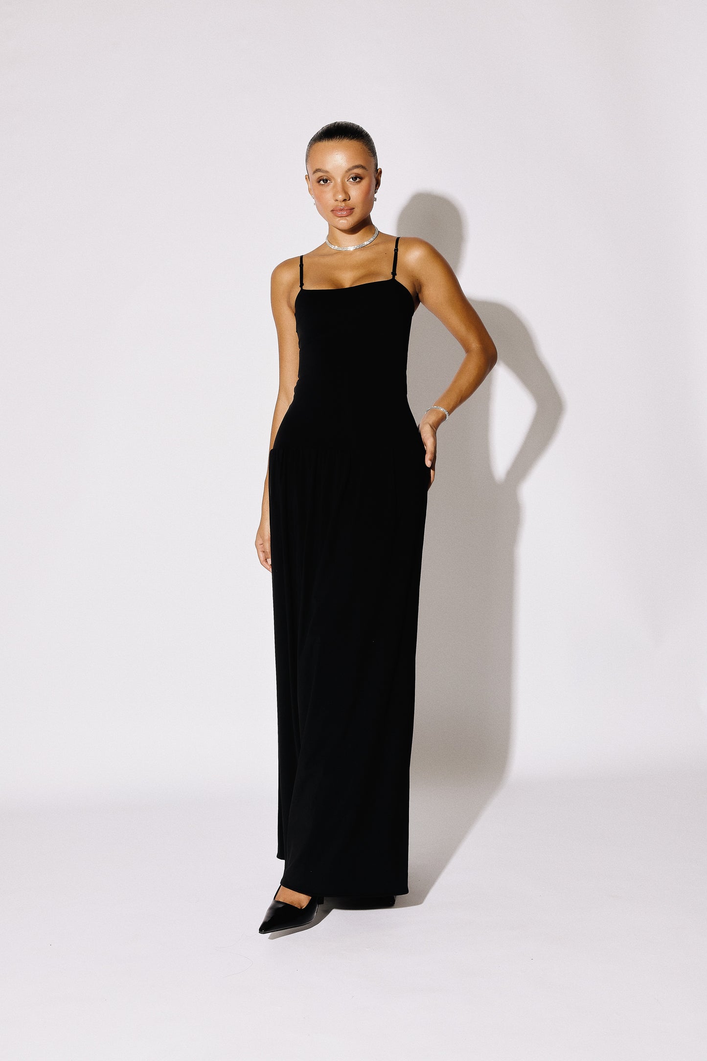 ISLA - Cami-Strap Soft-Flare Maxi Gown - Ivory