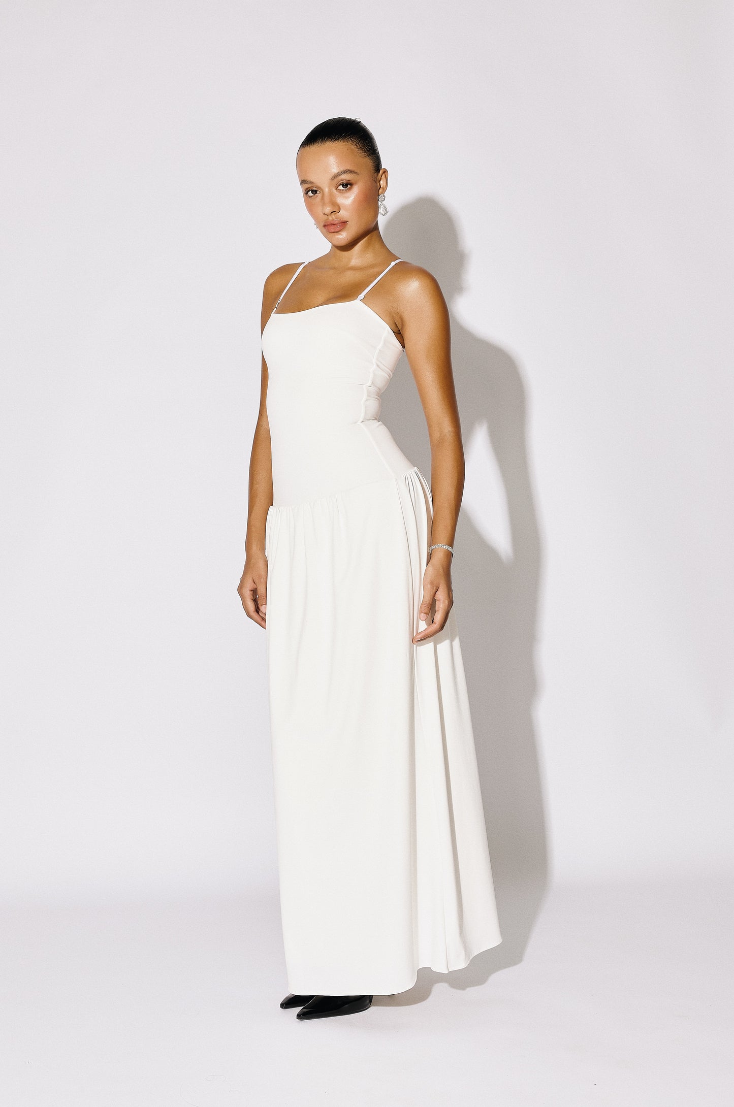 ISLA - Cami-Strap Soft-Flare Maxi Gown - Ivory