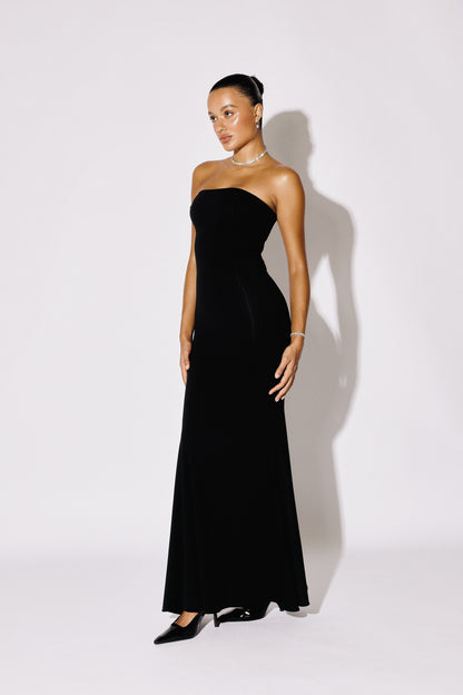 THALIA - Strapless Mermaid Maxi Gown - Onyx