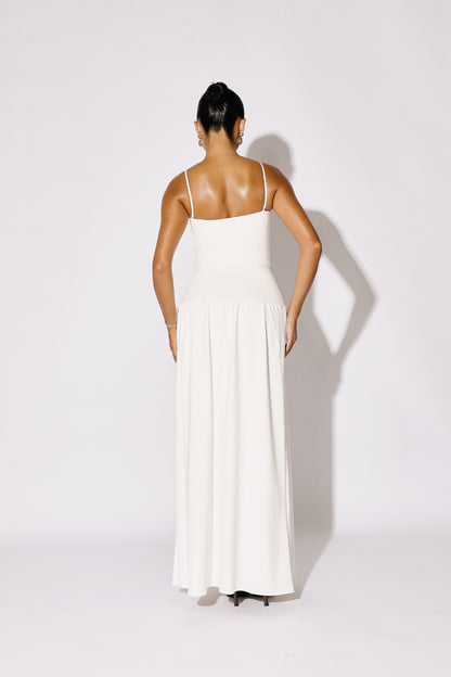ISLA - Cami-Strap Soft-Flare Maxi Gown - Ivory