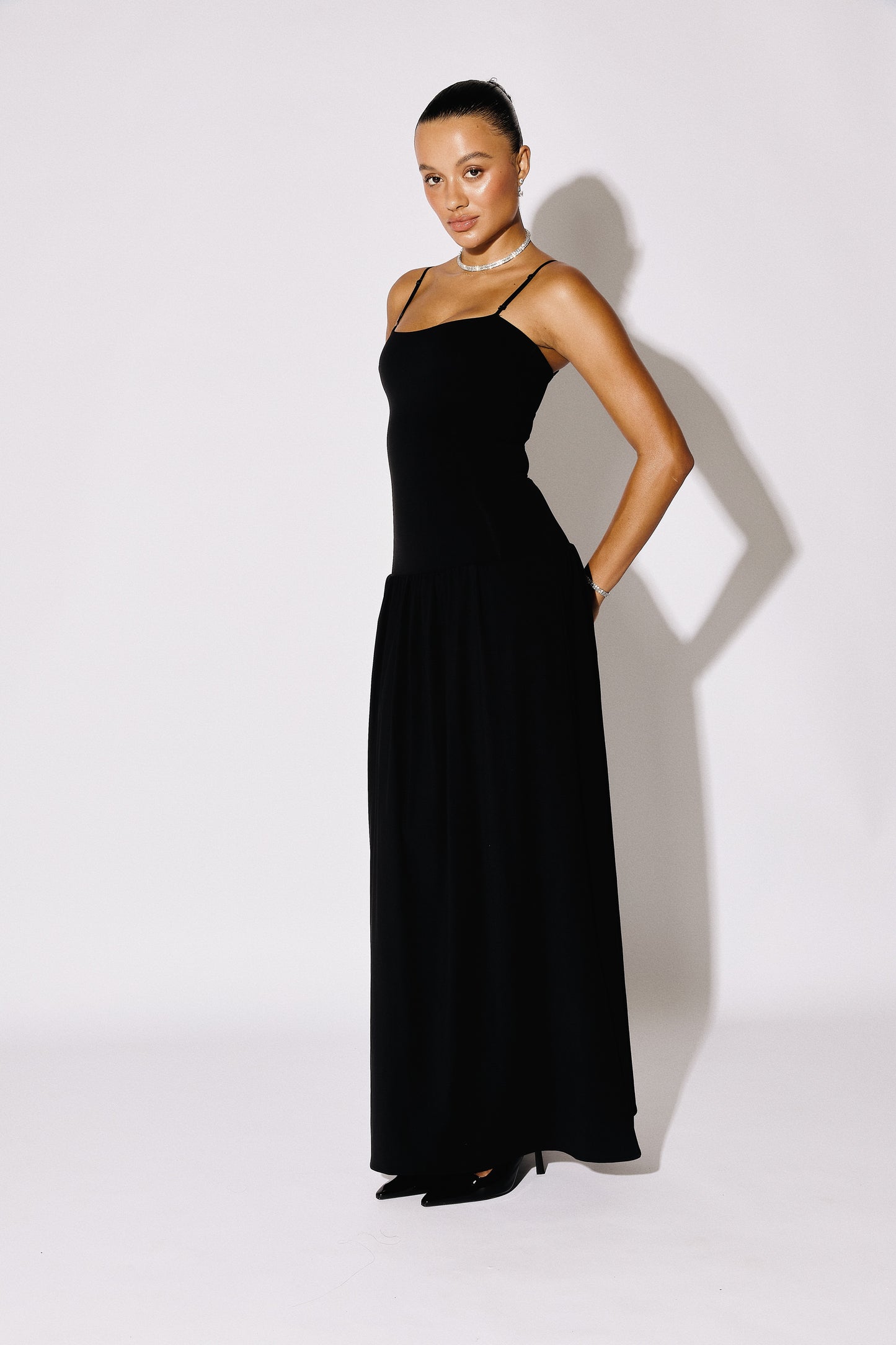 ISLA - Cami-Strap Soft-Flare Maxi Gown - Ivory