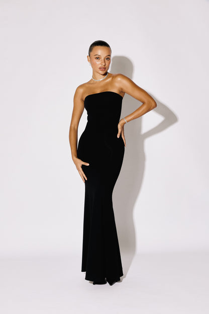 THALIA - Strapless Mermaid Maxi Gown - Crimson