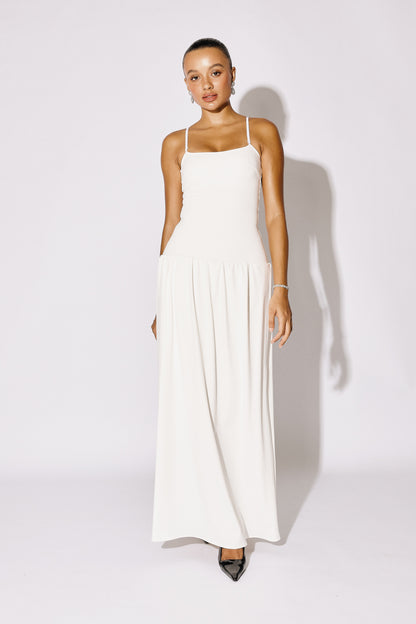 ISLA - Cami-Strap Soft-Flare Maxi Gown - Ivory