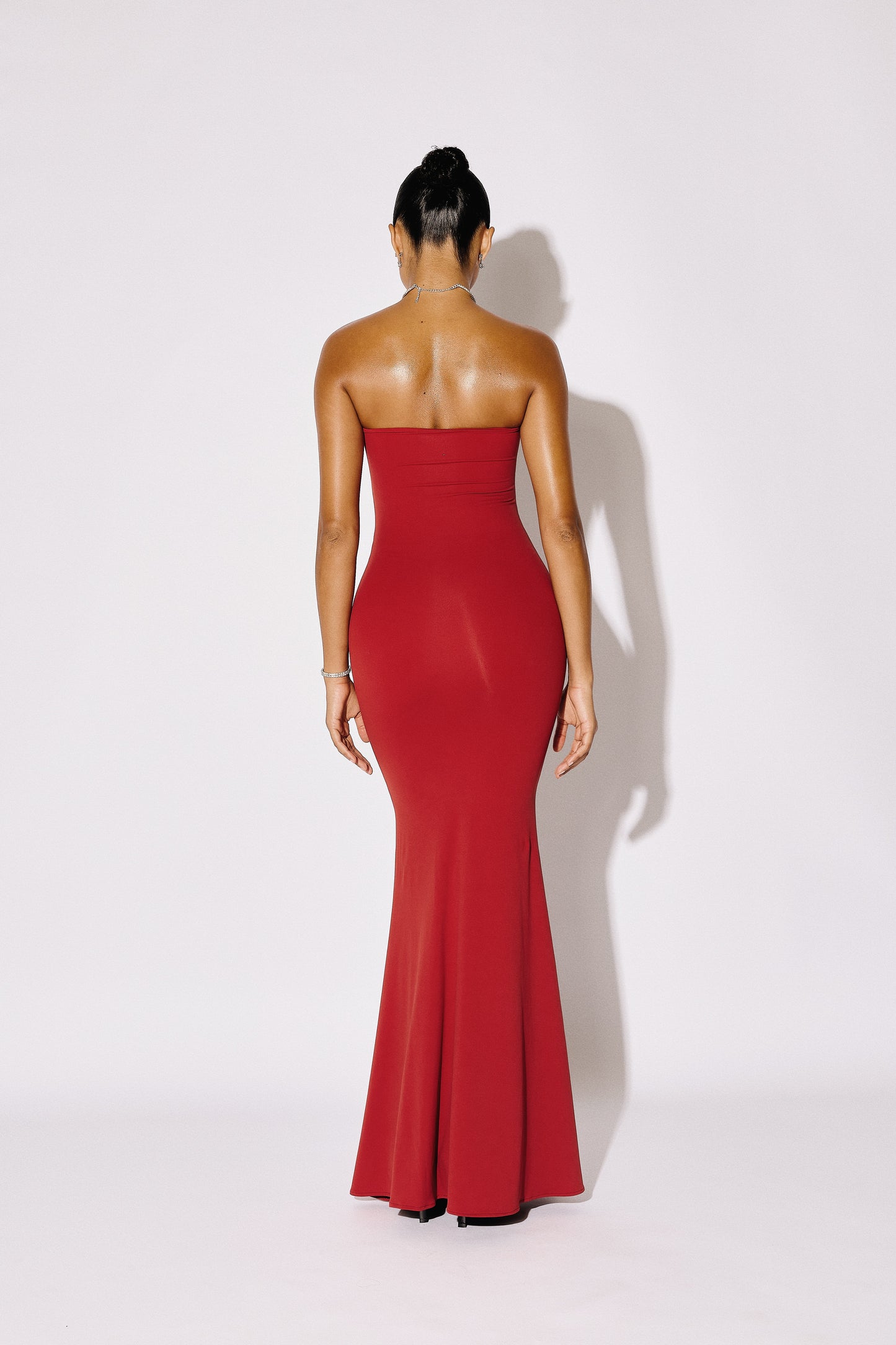 THALIA - Strapless Mermaid Maxi Gown - Crimson