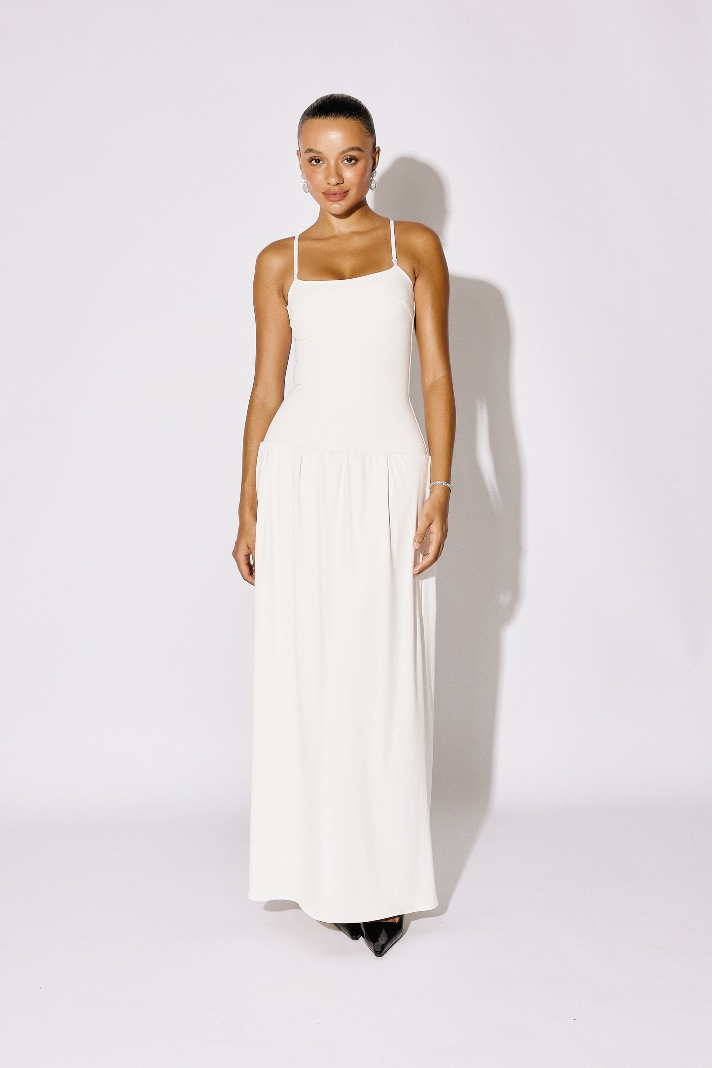 ISLA - Cami-Strap Soft-Flare Maxi Gown - Ivory