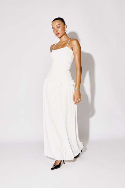ISLA - Cami-Strap Soft-Flare Maxi Gown - Ivory