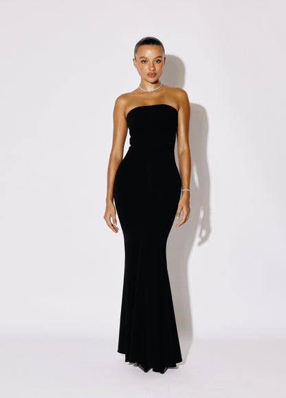 THALIA - Strapless Mermaid Maxi Gown - Crimson